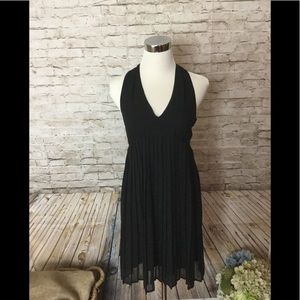 H&M black silk dress with pleating